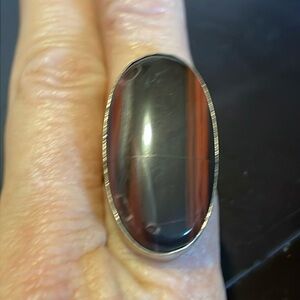 NWT Red Iron Tiger’s Eye Large Oval Ring Size 8
